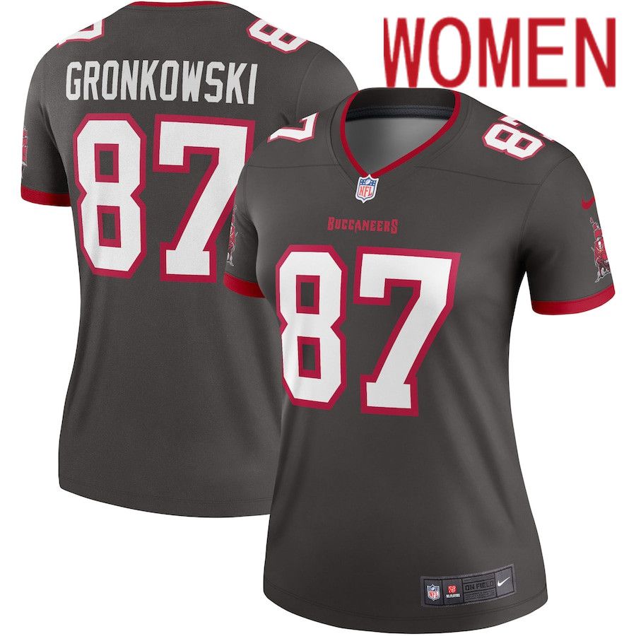 Women Tampa Bay Buccaneers #87 Rob Gronkowski Nike Pewter Alternate Legend NFL Jersey->women nfl jersey->Women Jersey